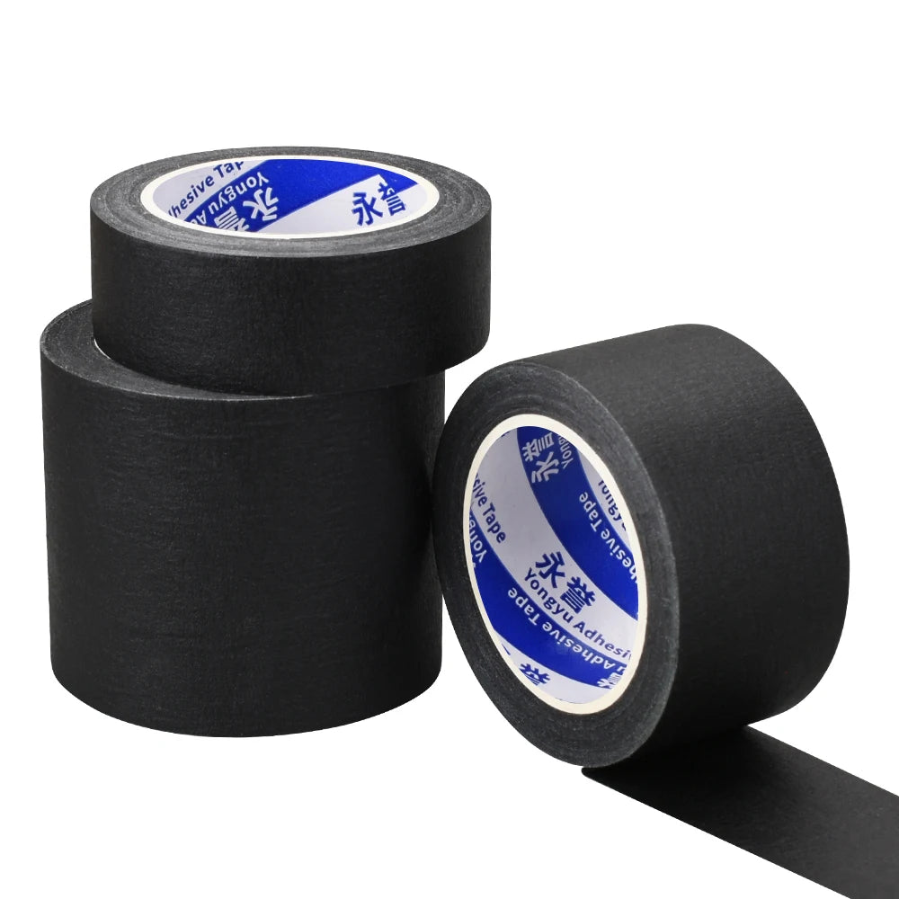 10/20/50m Black Masking Tape Single-Sided Adhesive Crepe Paper for Oil Painting Sketching Car Detailing Artists Crafters Detaile