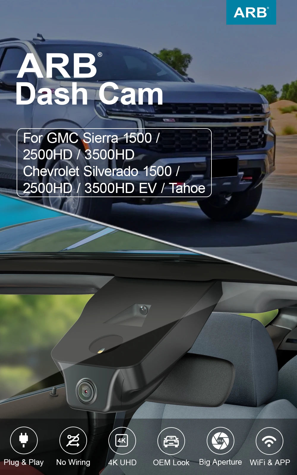 4K Dash Cam for GMC Sierra & Chevy Silverado 2020-2026 - image 8
