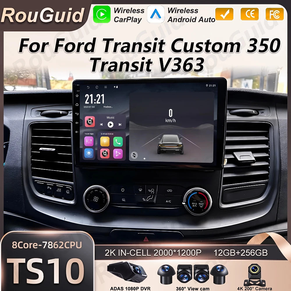 Android 16 Car Radio for Ford Transit Custom & V363 - Wireless CarPlay