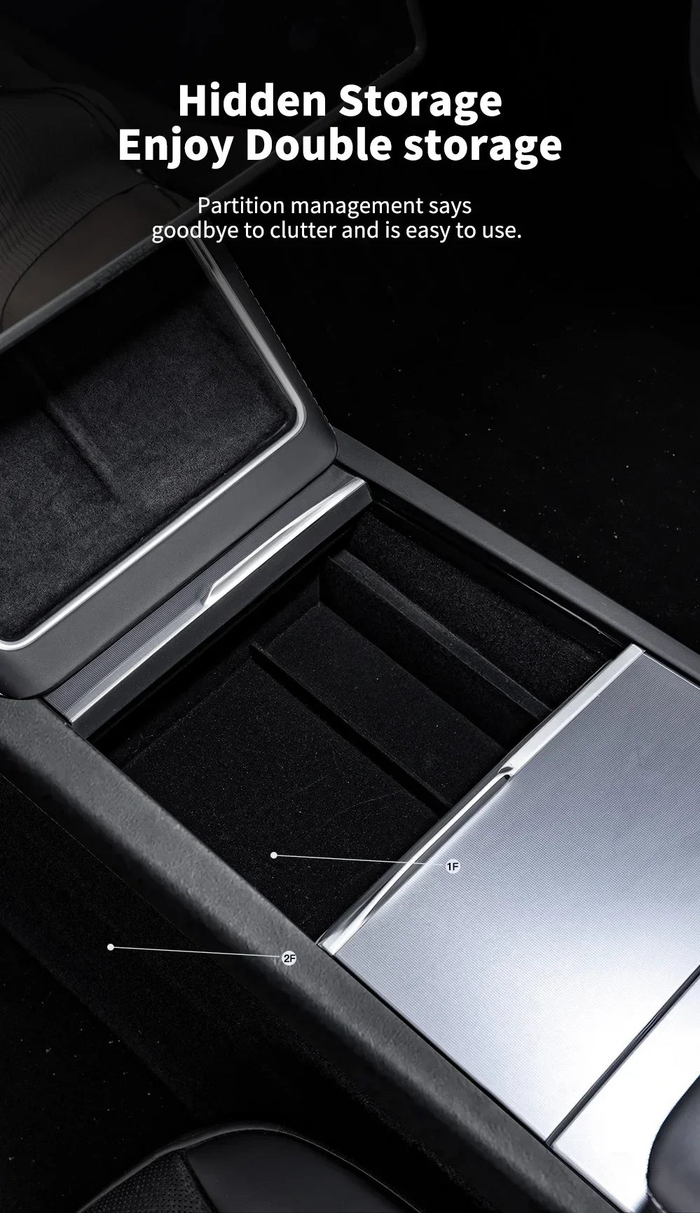 Center Console Hidden Storage Box for Tesla Model 3 and Model Y