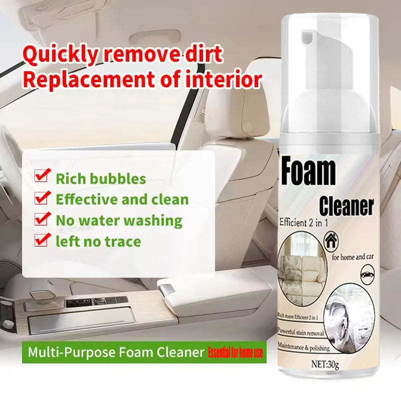2-in-1 car interior foam cleaner spray for dashboard, trim and upholstery