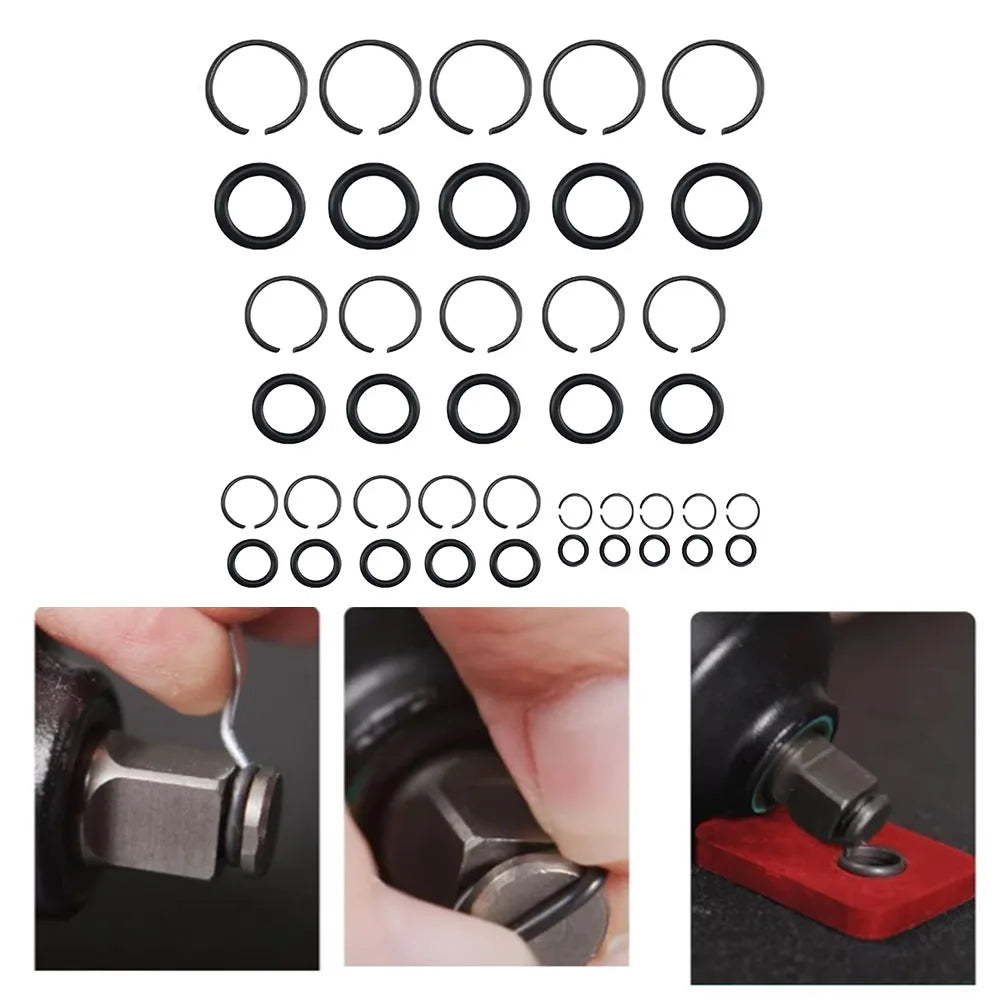 5 Sets Of Pneumatic  Impact Wrench  Socket Retainer Rings With O-Ring 1/2 3/8 1inch Installation Impact Wrench Socket Fixing Kit