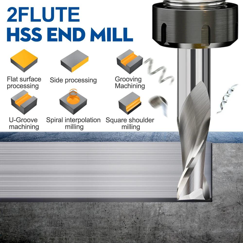 HSS 2 Flute End Mill 2-12mm Straight Shank CNC Milling Cutter - image 4