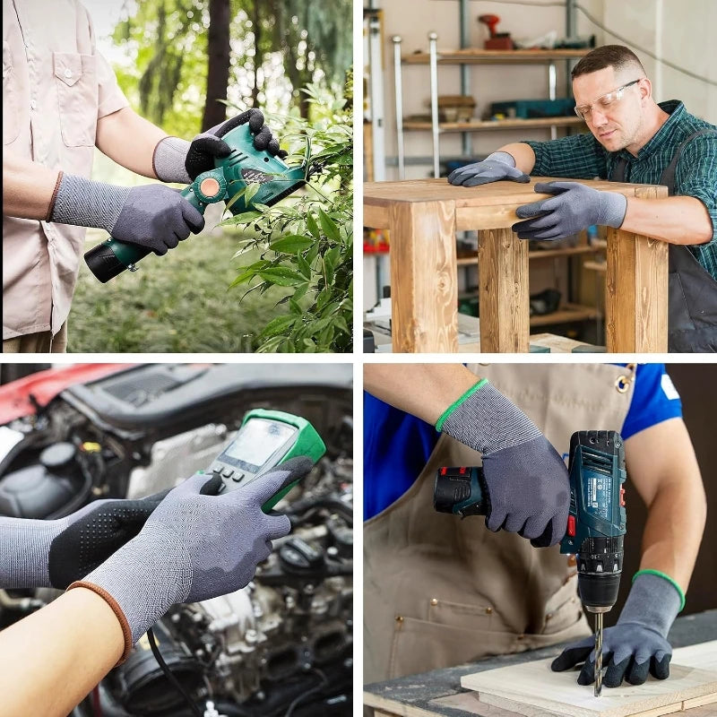 MicroFoam Nitrile Coated Safety Work Gloves Non-Slip Seamless Knit Nylon Work Gloves for Men Mechanic Gardening Industrial Auto