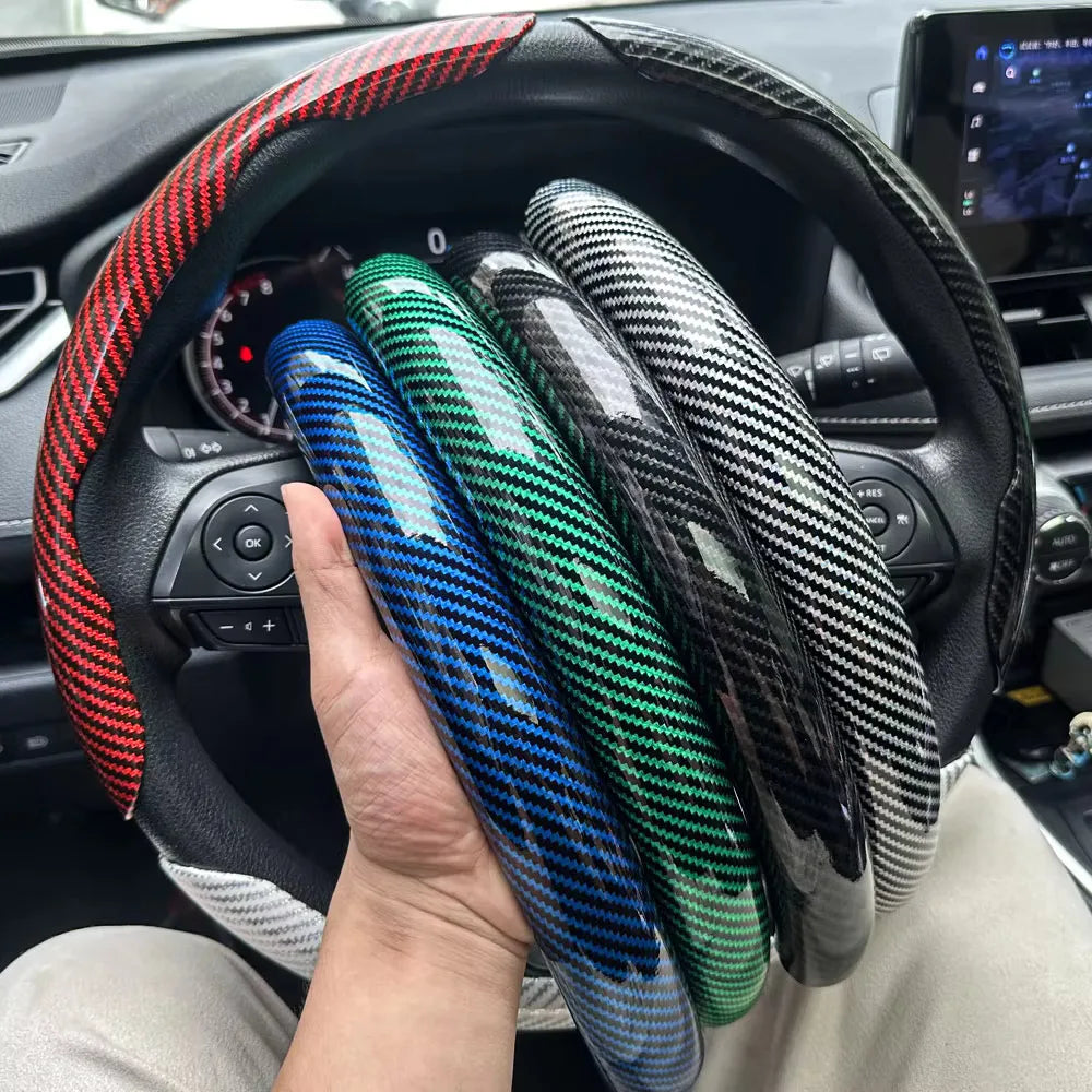 3-Piece Carbon Fiber Steering Wheel Cover Set - Winter Driving