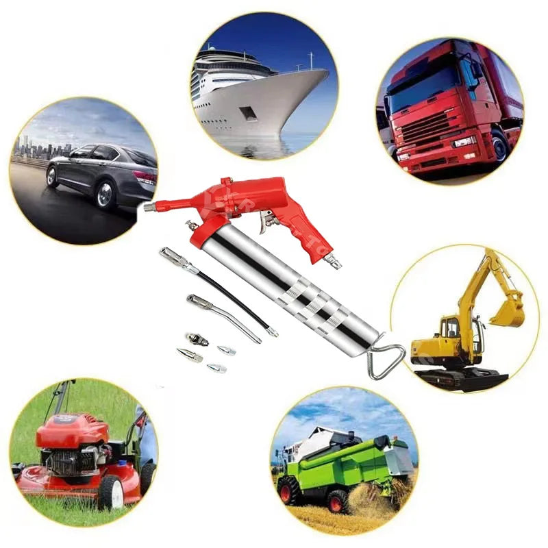 1 set 400CC Pneumatic Grease Gun Portable Pneumatic Compressor Pump Grease Gun for Various Auto Excavators and Marine