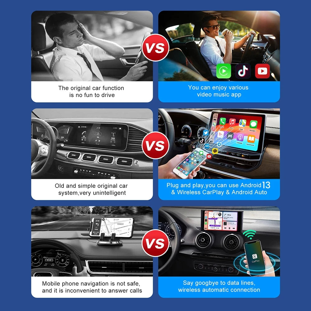 Android 13 Wireless CarPlay AI Box with Streaming Apps