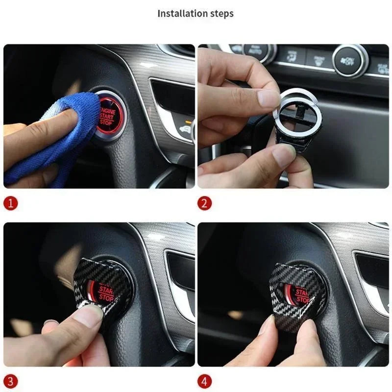 Car Engine Start Stop Switch Button Protective Cover, Anti Scratch Car Interior Design Car Product Accessories