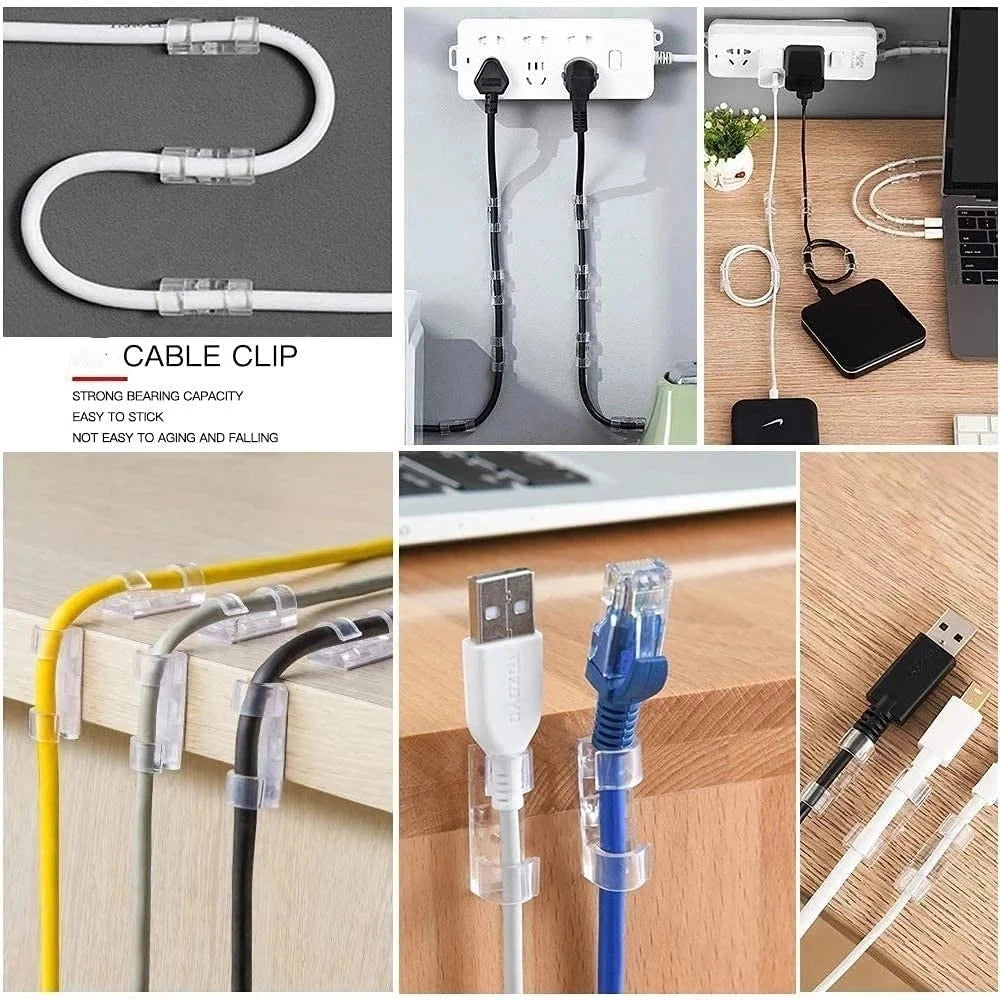 Self-Adhesive Cable Clips Organizer – Home, Office & Car