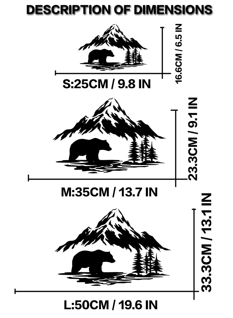 Bear and Forest Adventure Vinyl Car Decal, S, M or L