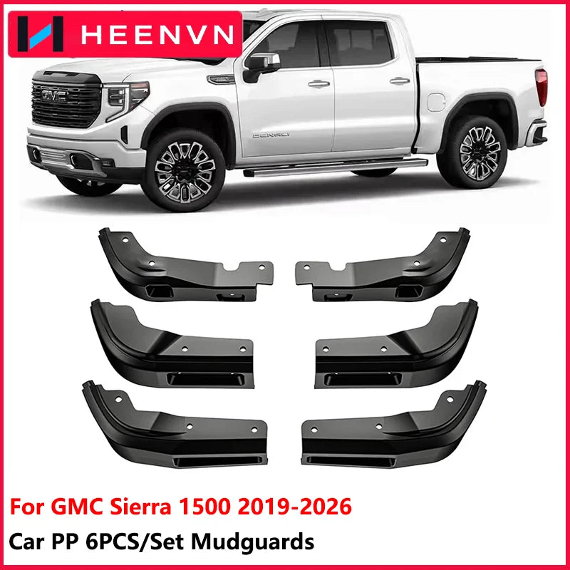 Heenvn Mud Flaps for GMC Sierra 1500 2019-2026 Accessories Front & Rear Splash Guard Mudflaps No-Drilling GMC Fender Replacement