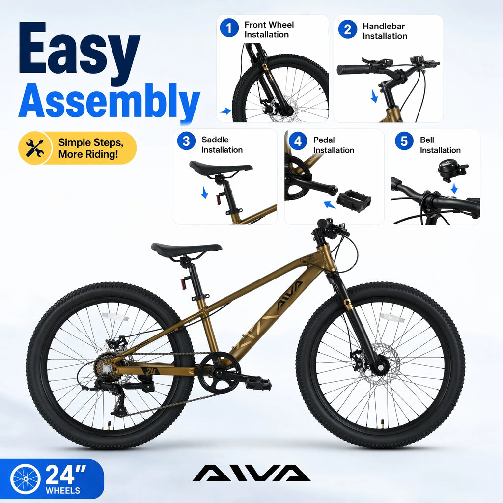 AIVA Exploper24 Hardtail Mountain Bike, 24-Inch 7-Speed - image 8