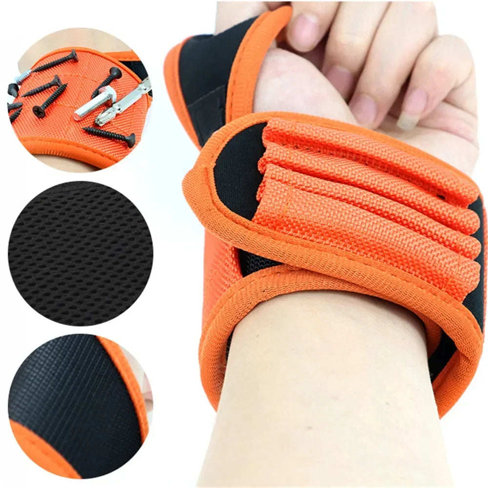 Magnetic Wristband with Strong Magnets Holds Magnetic Bracelet Screw Nails Drill Bit Tool Storage Holder Wrist for Electrician