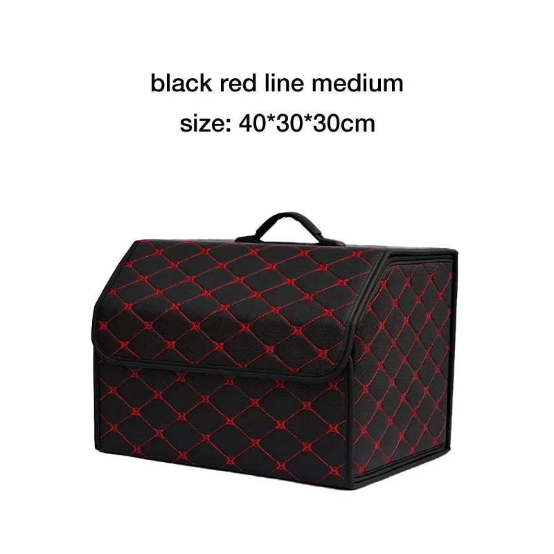 Large Capacity Folding Leather Car Trunk Organizer Box Multiuse Tool Storage Bag