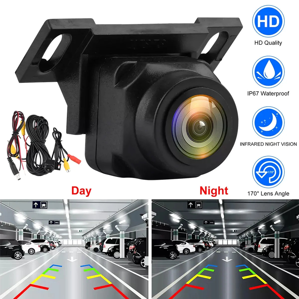 Car Backup Camera HD 1080P 170° Wide Angle Night Vision Rear View