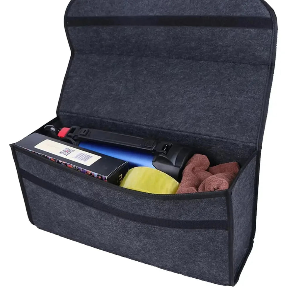 Foldable Felt Car Trunk Storage Box, Dark Gray
