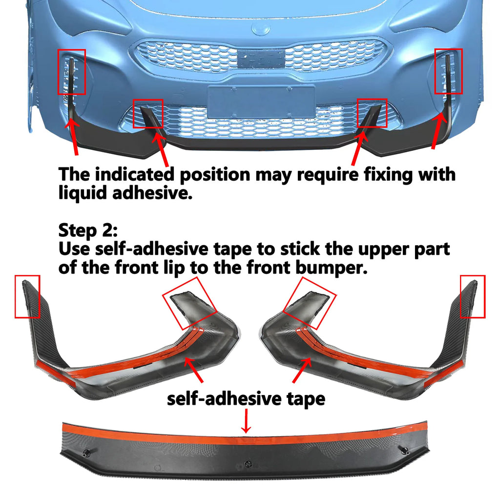 Front Bumper Lip for Kia Stinger (2018-2023) - Glossy Black ABS - image 5