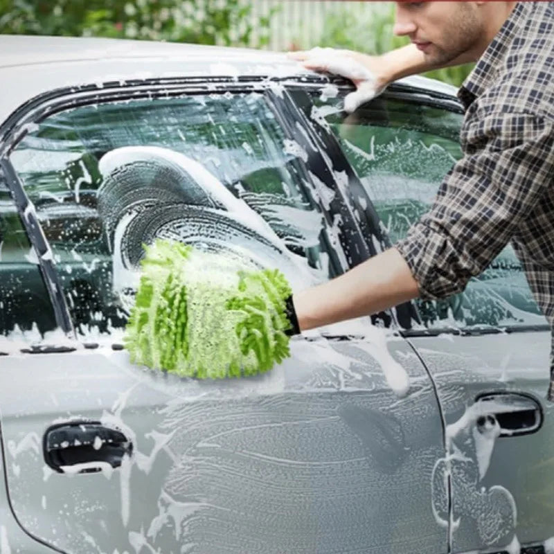 Scratch-Free Chenille Microfiber Car Wash Mitt for Washing, Drying and Detailing
