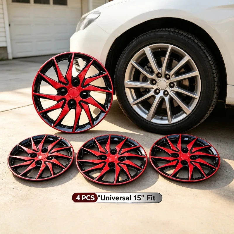 15-Inch Universal Wheel Covers, Sporty Red/Blue, 4-Pack - image 4