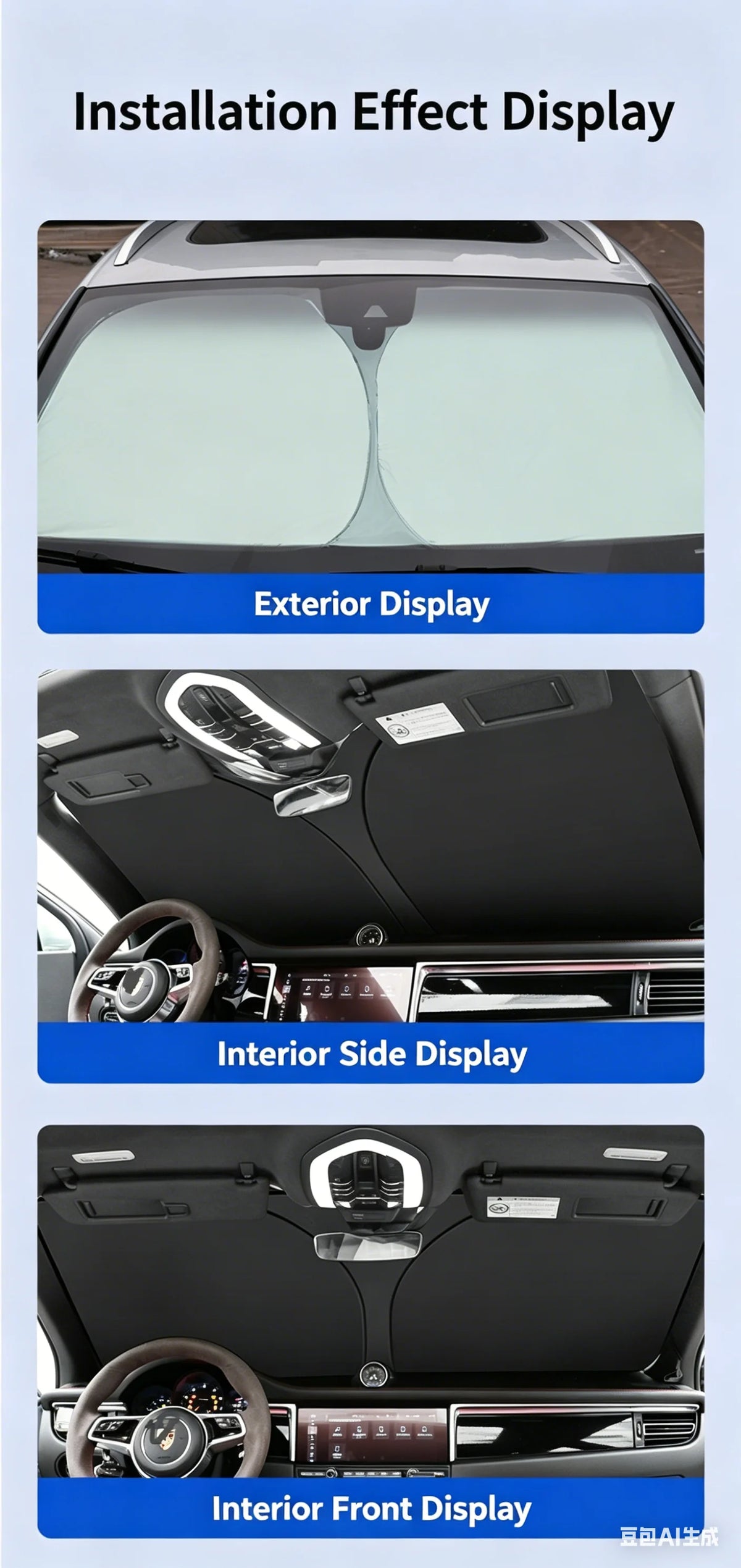 Retractable Windshield Sun Shade Umbrella, 145 x 80 cm