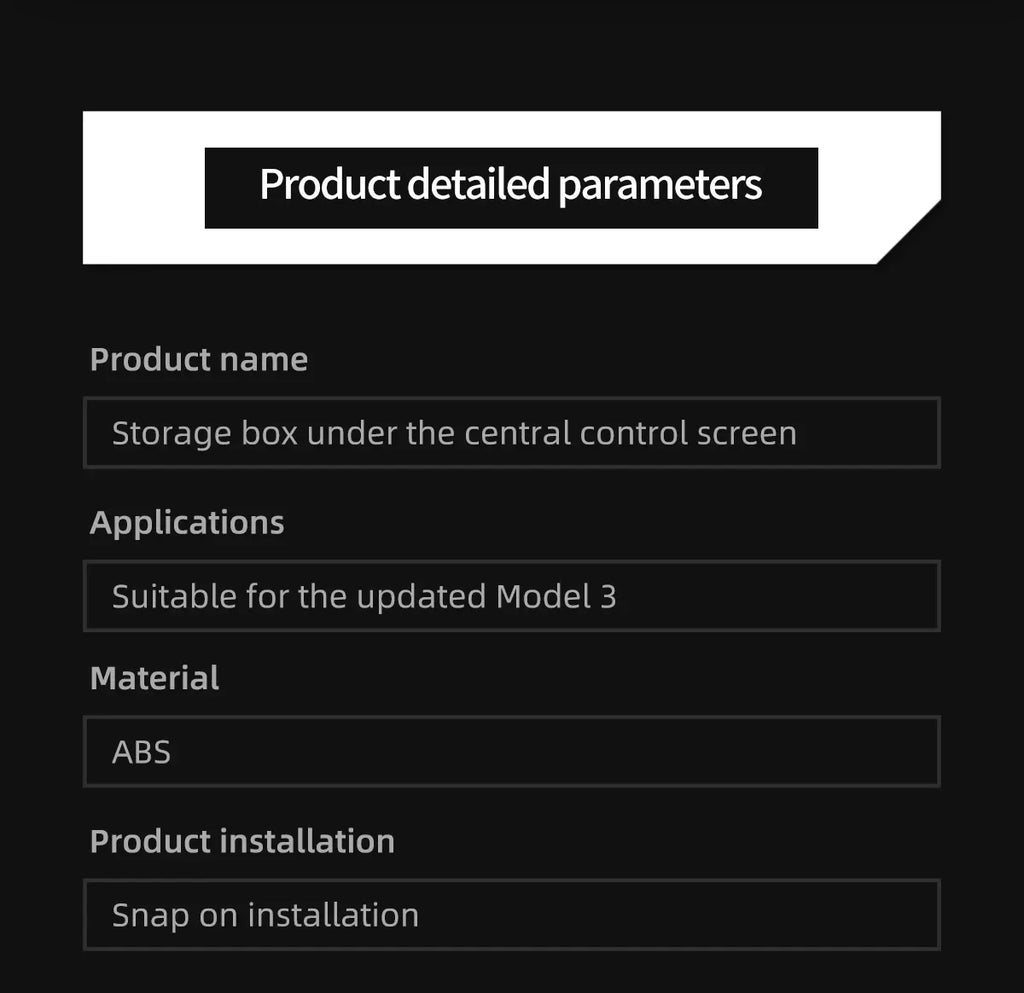 Under Screen Hidden Storage Tray for Tesla Model 3 and Model Y