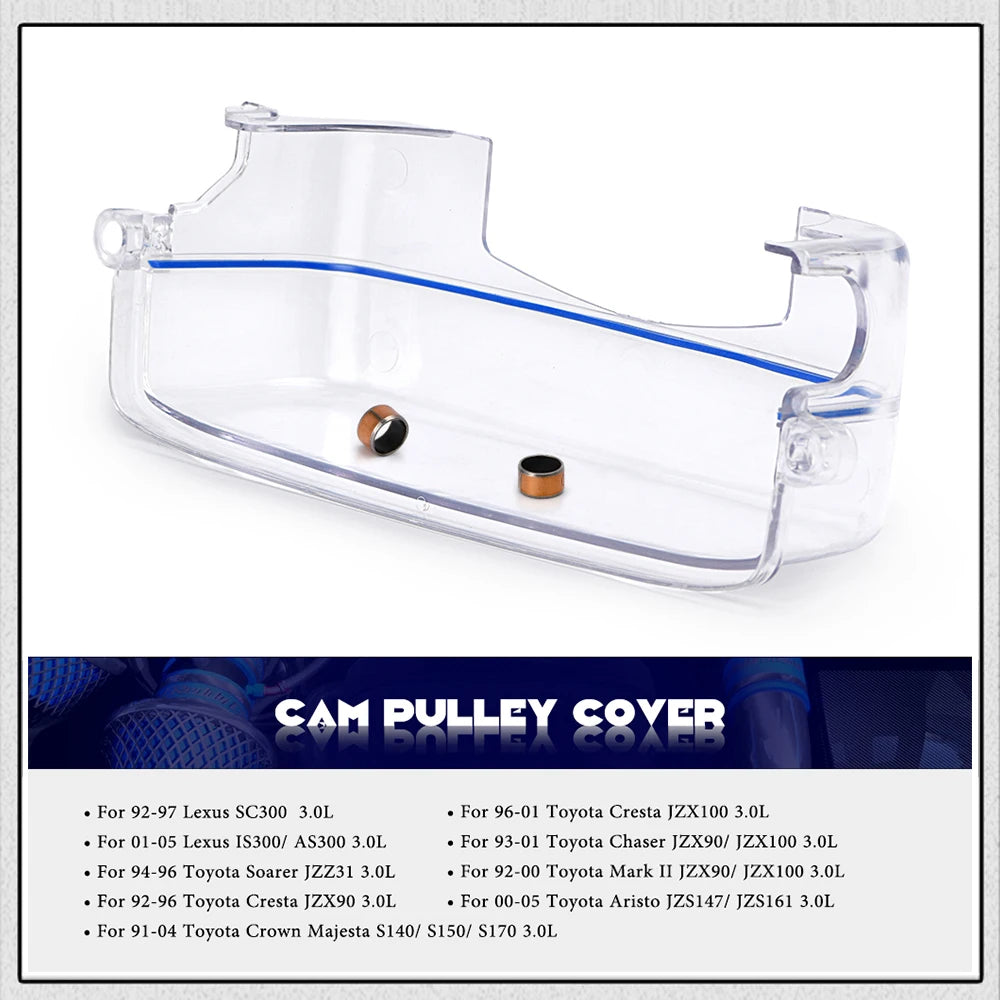 Clear Cam Pulley Timing Belt Cover for 2JZ Non-VVTi, Fits Toyota Supra, Aristo, Lexus SC300, IS300