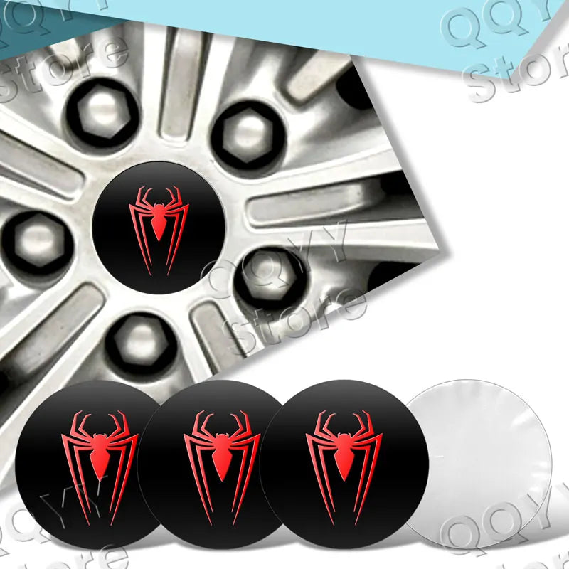 4Pcs 56mm Red Spider Car Wheel Center Hub Caps Universal Fit - image 4