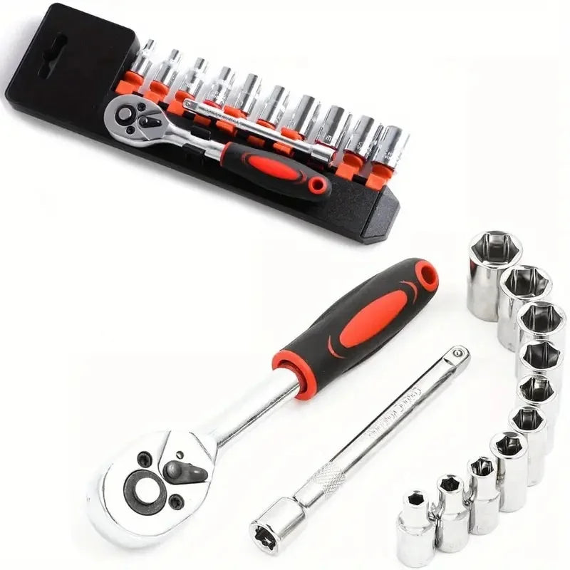 Wrench Socket Set Short Socket Ratchet Hand Tools for Car Boat Motorcycle Bicycle