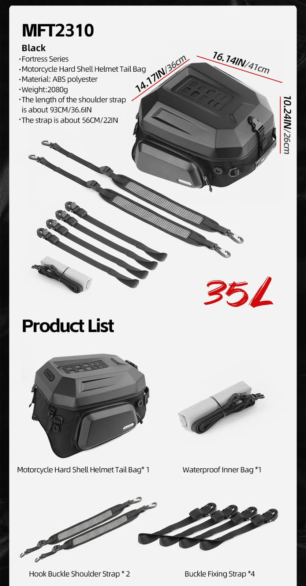 Rhinowalk 23-35L Hardshell Waterproof Motorcycle Tail Box - image 10