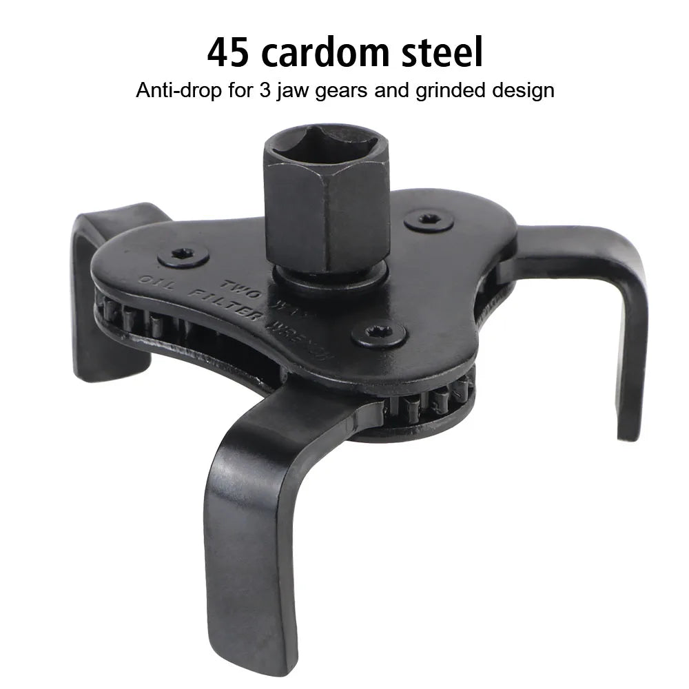 Oil Filter Wrench Tool Set With 3 Jaw Uninstall Removal Key From 2-1/2 Inch to 4.5 Inch Oil Filter Wrench
