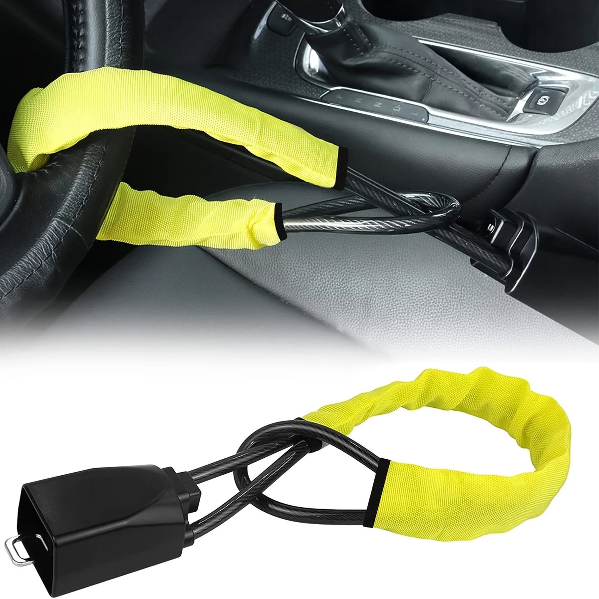 Car Steering Wheel Lock, Anti-Theft Steel Cable Security Device, Universal