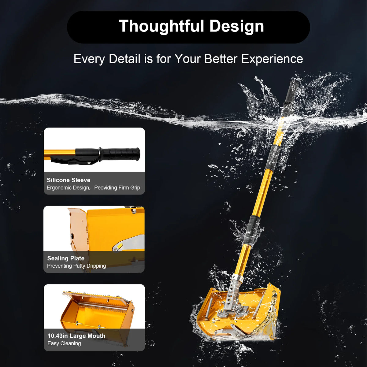 Drywall flat finishing box, 5 gear adjustable skimming tool for walls and ceilings