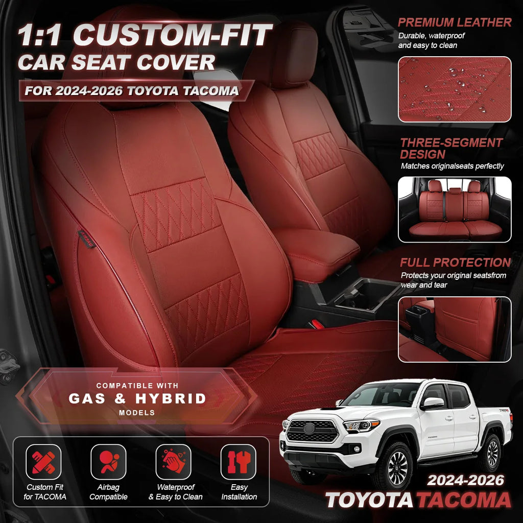 Custom Fit Seat Covers for Toyota Tacoma 2024-2026, Full Set