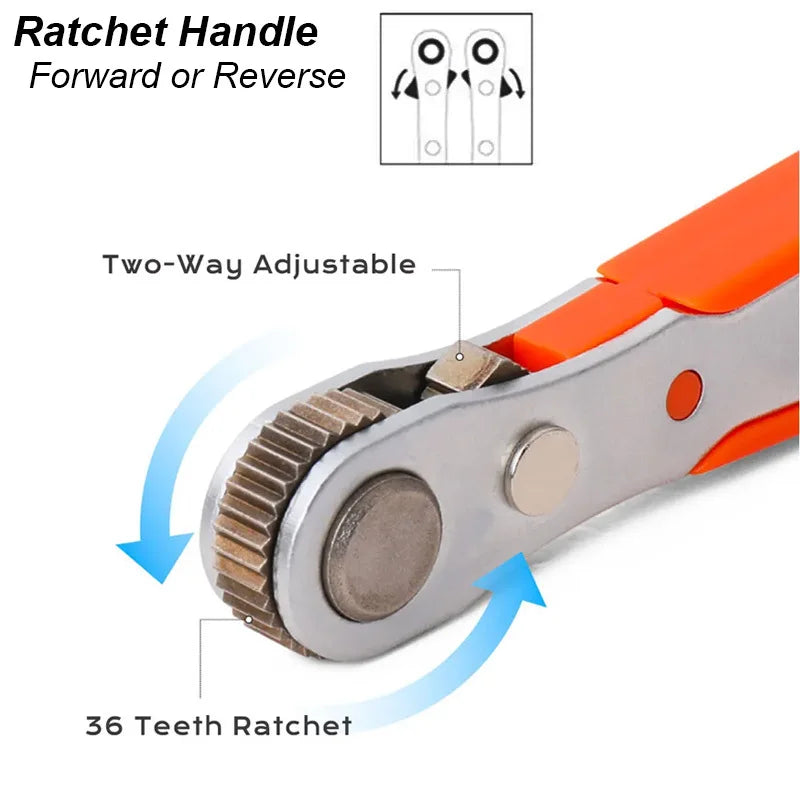 Right Angle Ratchet Wrench Screwdriver Set, 1/4 Hex Bit Holder - image 2