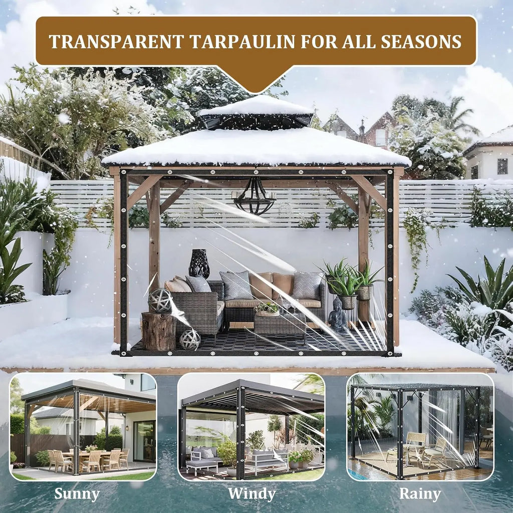Clear Waterproof Poly Tarp with Rustproof Grommets, 2x4m