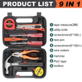 Household Hand Tools Set General House Hold Hand Tool Kit with Plastic Toolbox Storage Case Used to Car Repair and Home Repair