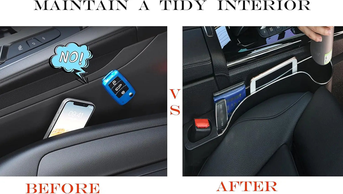 Car Side Seat Gap Filler Organizer with Cup Holder and Phone Holder Upgrade