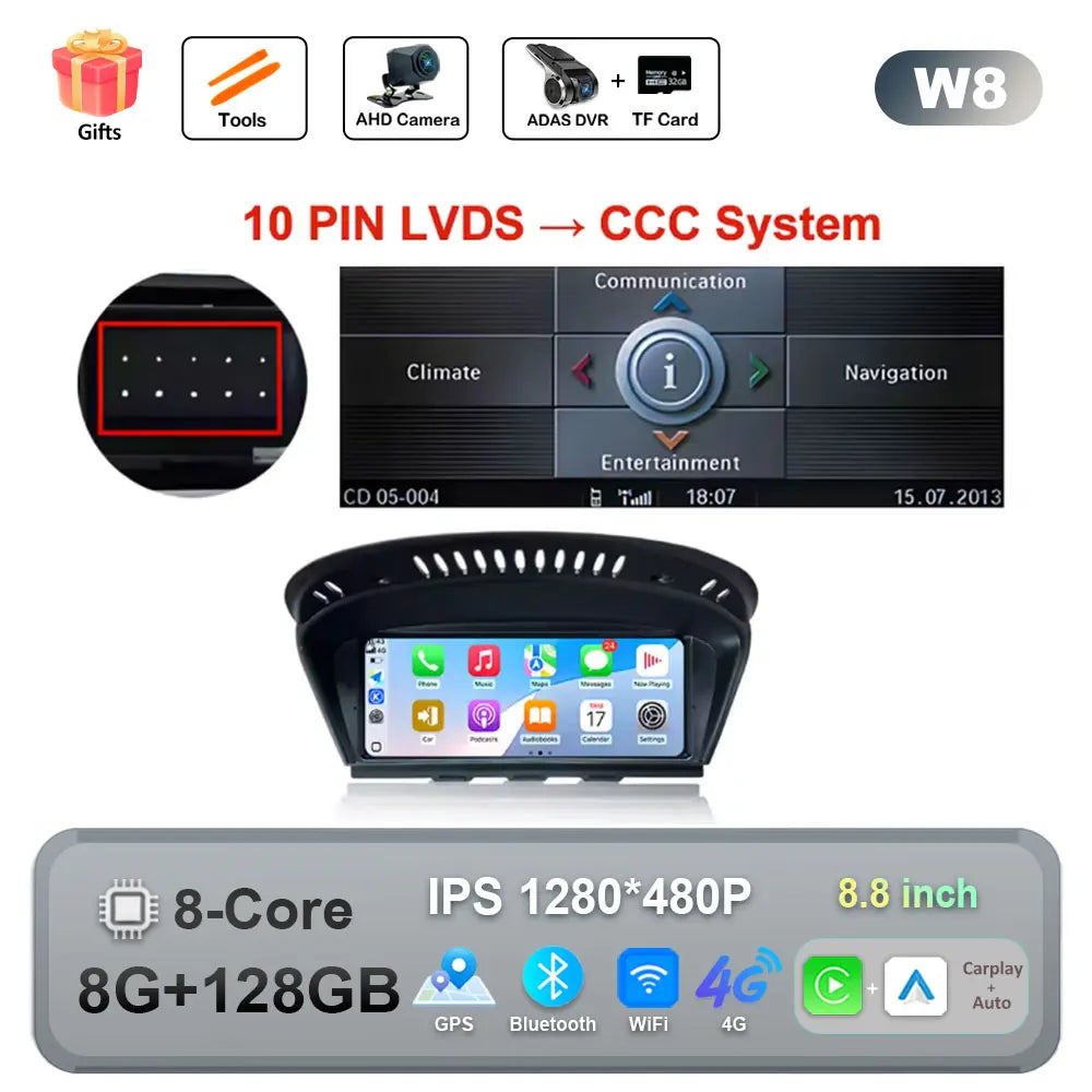 Wireless CarPlay Android Auto Multimedia Radio for BMW E60 E90 - image 9
