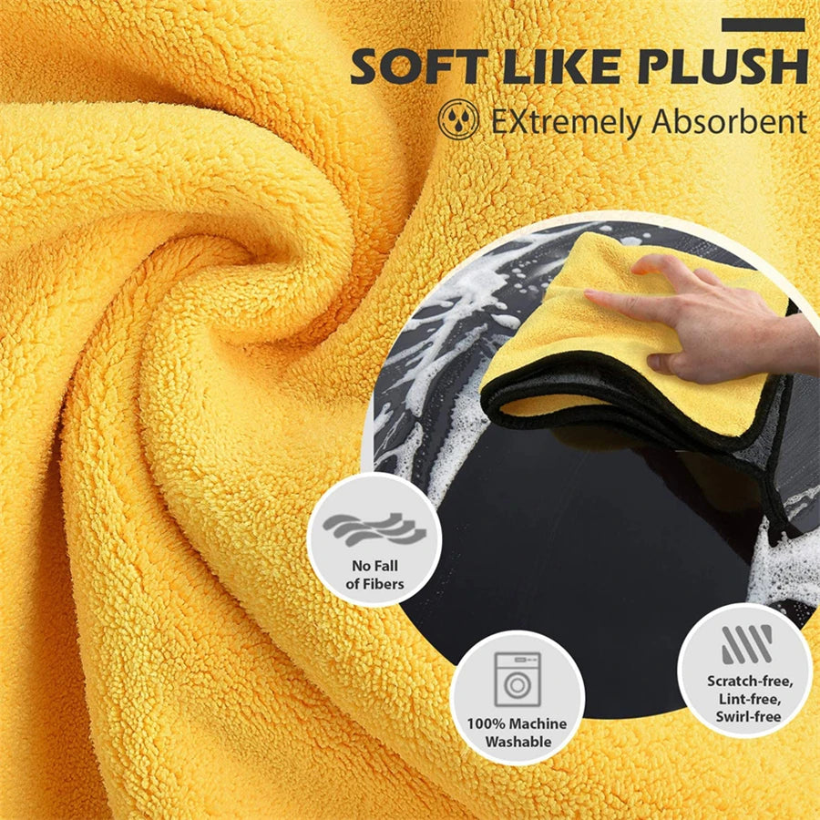 Double Layer Microfiber Car Wash and Drying Towels, 1, 2 or 6 pcs