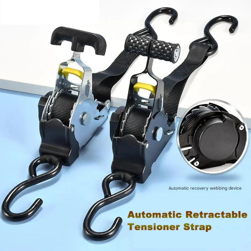 Auto Straps For Cargo Tape Retractable Belts For Load Luggage Strap Ratchet Tensioner Belt For Motorcycles Ratchet Strap For Car