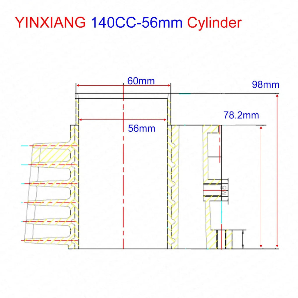 YX140 56mm Cylinder, Piston and Gasket Set for 140cc Pit Bikes - view 6