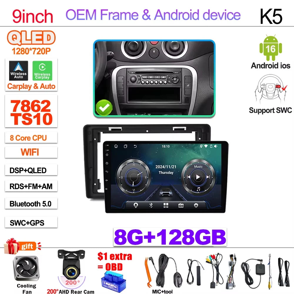 Android Car Stereo for Citroen C2 C3 2001-2010 GPS Navigation CarPlay - image 7