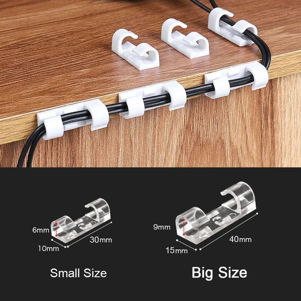 Cable Clips Organizer Drop Wire Holder Cord Management Self-Adhesive Cable Manager Fixed Clamp Wire Winder For Home Office Car