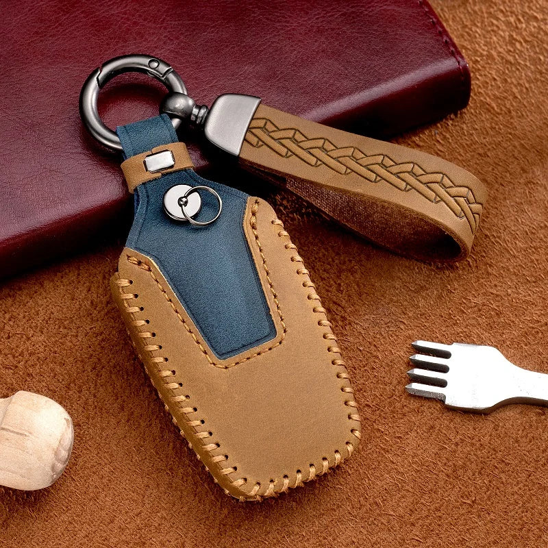Leather Car Key Case for Toyota CHR Hilux Fortuner Key Fob Cover - image 3
