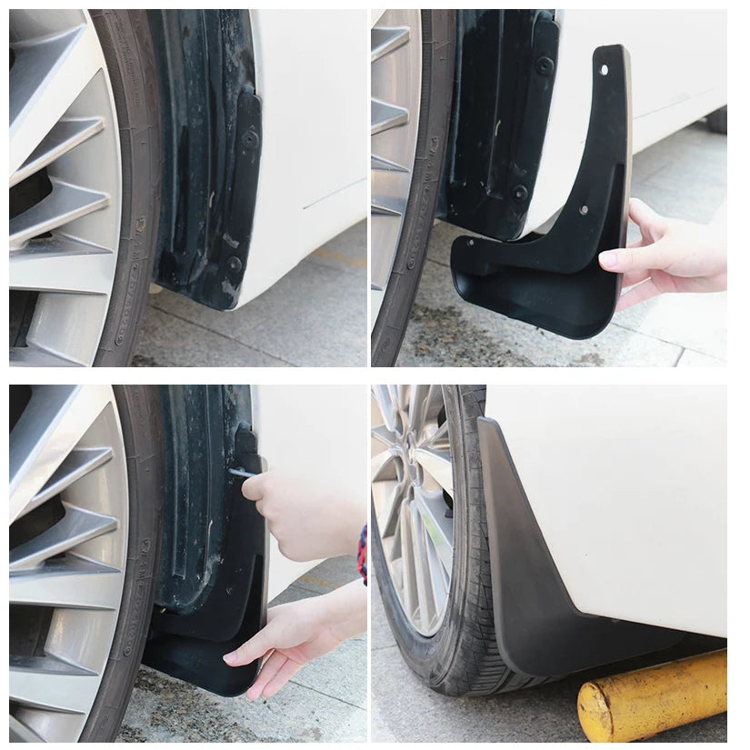 4pcs Car Tire Fender Mud Flaps Splash Guards Screw Included Front Rear Wheel Protector  Accessories for Universal Auto SUV Truck