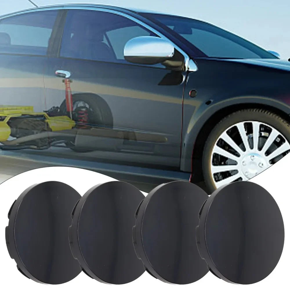 Wheel Center Caps, 55mm, Black ABS, Set of 4