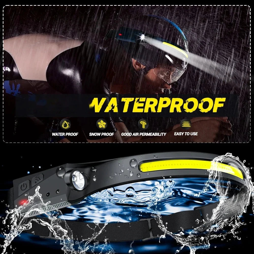 USB Rechargeable LED Induction Headlamp – Camping & Work, 1/2/3 Pack