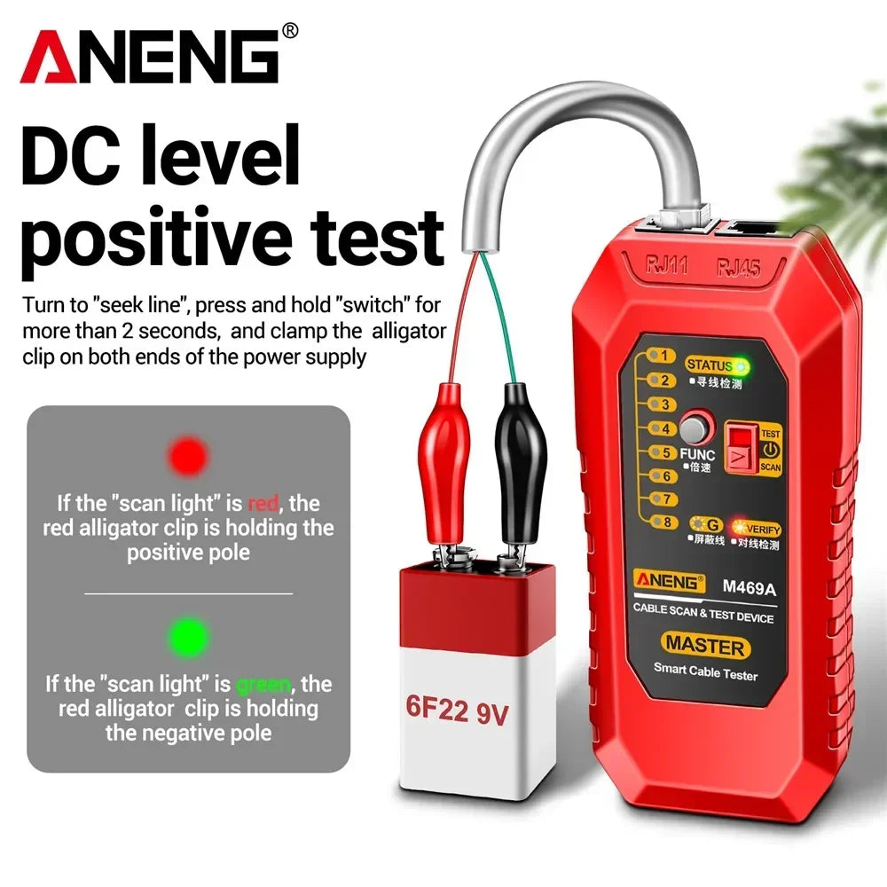 Network Cable Tester RJ45 RJ11  ANENG M469A Network Analyzer LAN Cable Tester Wire Tracker Tracer Toner Detector Line Test Tools