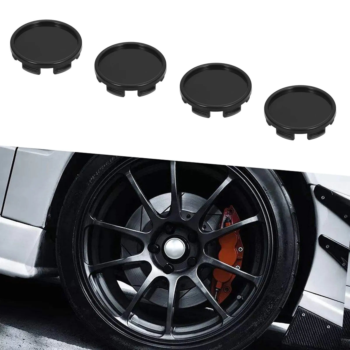 4-Piece Universal Car Wheel Center Caps, 55mm, ABS