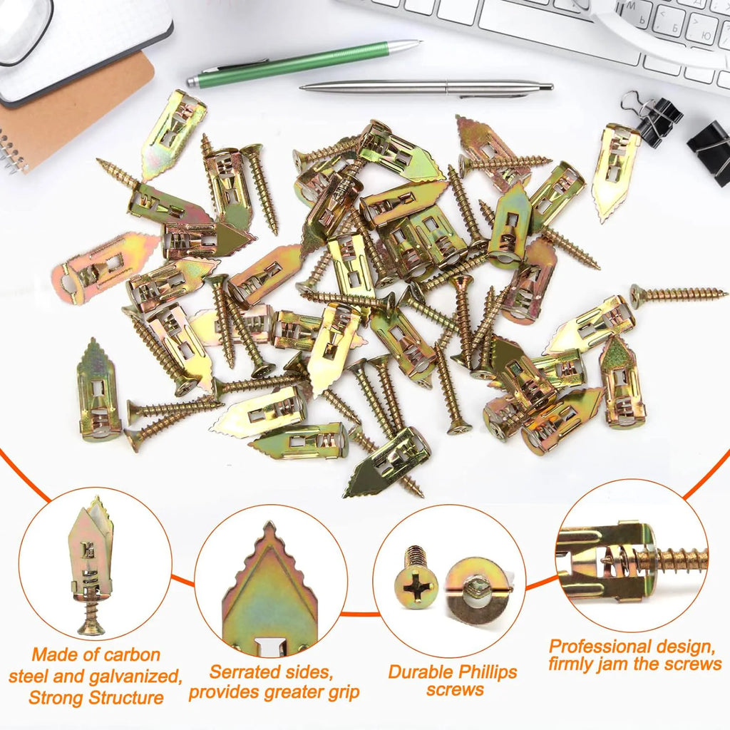 20–200 Piece Self-Drilling Drywall Anchors & Screws